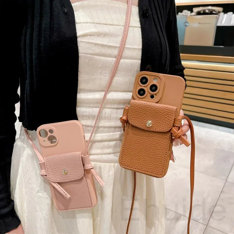 Soft Silicone Case with Card Wallet & Cross Body Strap