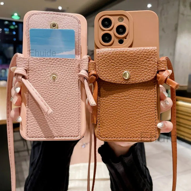 Soft Silicone Case with Card Wallet & Cross Body Strap