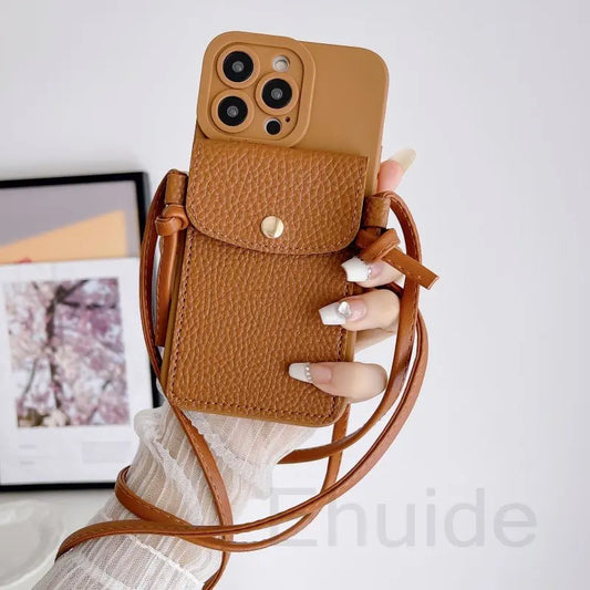 Soft Silicone Case with Card Wallet & Cross Body Strap