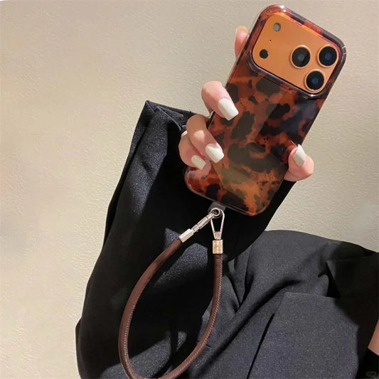 Leopard Print Case with Hand Strap